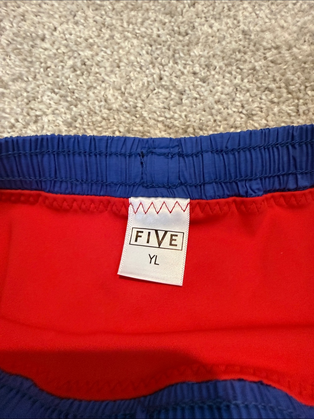 Five Dancewear Blue Dance Shorts with Red Trim - Picture 3 of 3